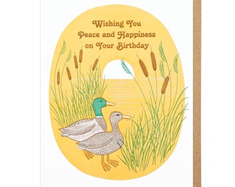 Mallard Ducks Birthday Letterpress Card