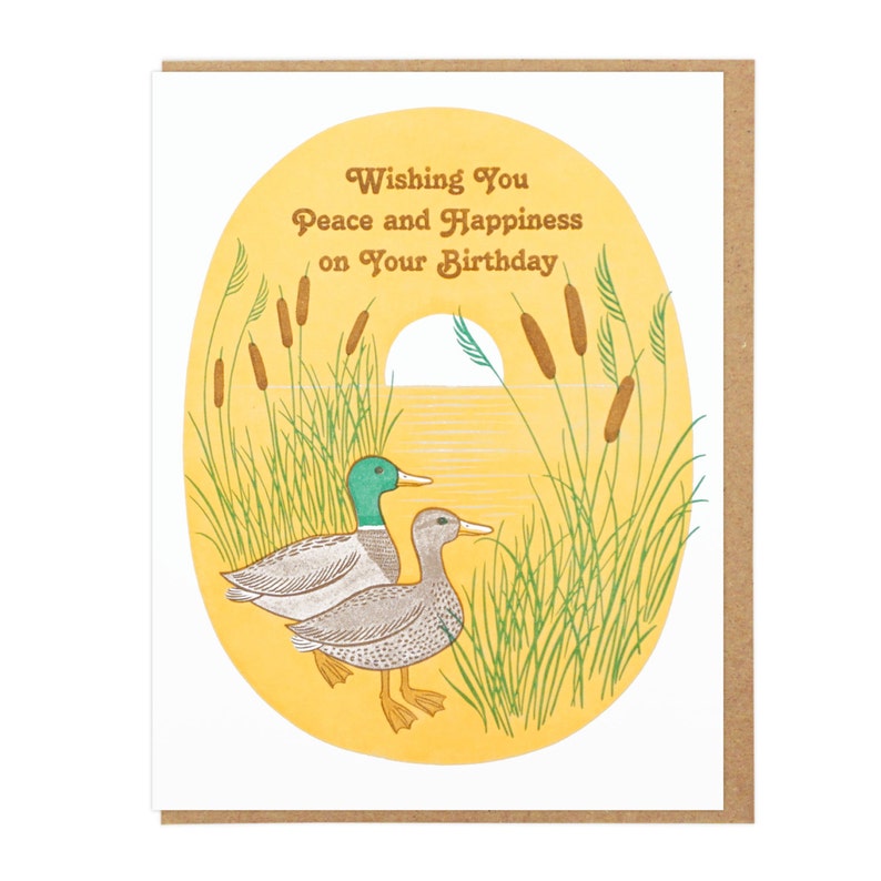 Mallard Ducks Birthday Letterpress Card image 1