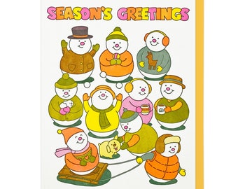 Season's Greetings Snow Friends Letterpress Card