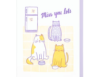 Miss You Cats Letterpress Card