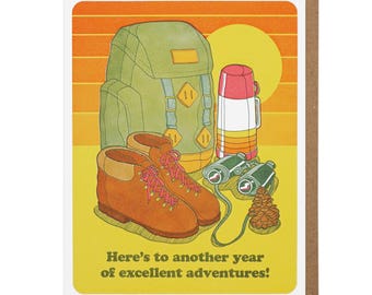 Excellent Adventures Birthday Letterpress Card