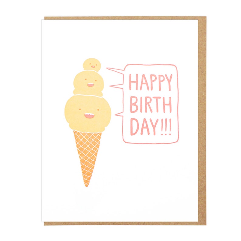 Happy Birthday Ice Cream Letterpress Card image 1