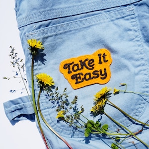 Take It Easy Chain Stitched Patch available in assorted colors image 1