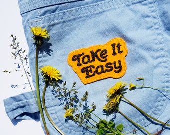 Take It Easy Chain Stitched Patch (available in assorted colors)