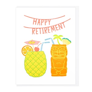 Carte typographique de cocktails de retraite heureuse