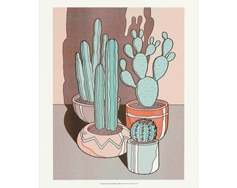 Sunny Cacti Risograph Print