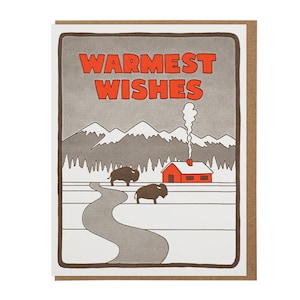 Warmest Wishes Bison Letterpress Card