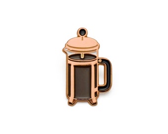 Coffee Press Enamel Pin (Rose Gold)