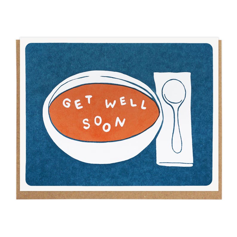 Get Well Soon Soup Letterpress Card image 1