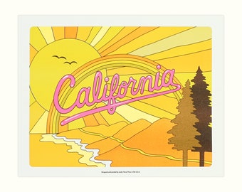 California Coast Risograph Print