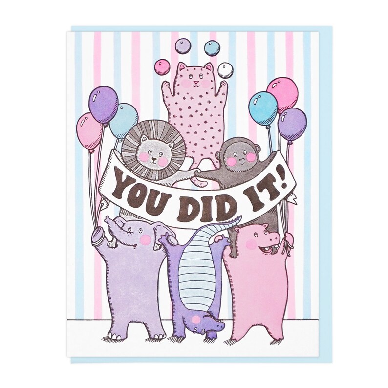 You Did It Party Animals Letterpress Card image 1