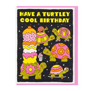 Carte typographique d'anniversaire cool Turtley