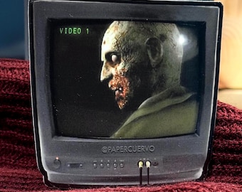 Waterproof Vinyl Sticker: 3 Inch Retro Video Game Zombie TV