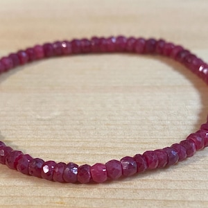4mm faceted Ruby stretch bracelet
