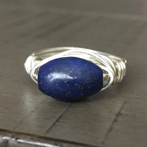 Lapis Lazuli wire wrapped Ring