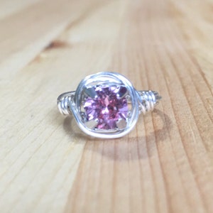Pink Crystal Swarovski wire wrapped Ring