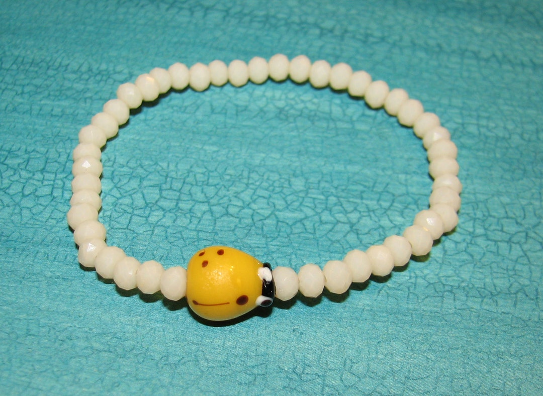 Ladybug Bracelet Yellow and Cream Etsy