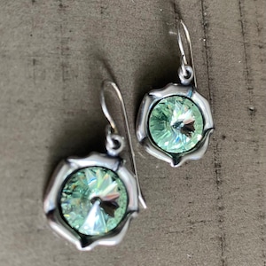 Chrysolite Prestige Rivoli Crystal Earrings - 12mm