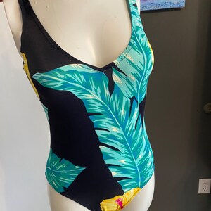 vintage raisins one piece swimsuit Hawaiian hibiscus sexy low cut size M