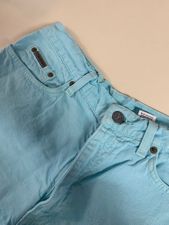 vintage 90s aqua blue size 9 denim shorts - image 2