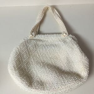 Corde bead lumured beaded cream purse & coin pouch