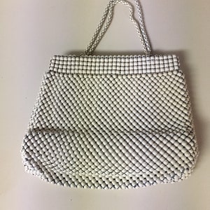 Vintage whiting & davis cream mesh handbag