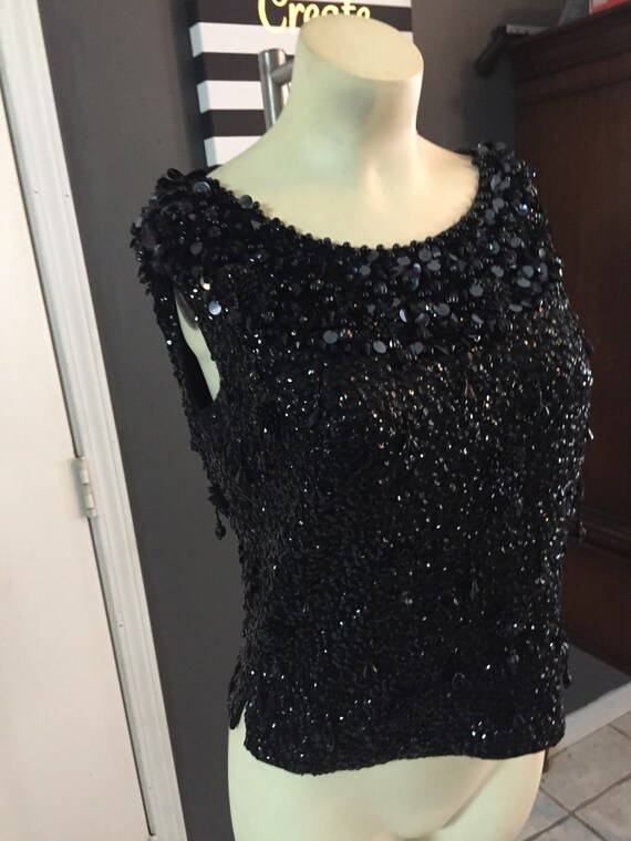 Vintage black beaded detailed Gem