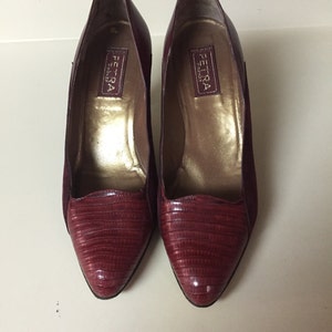 Vintage 80s Petra Firenze burgunday maroon leather suede pump 7.5