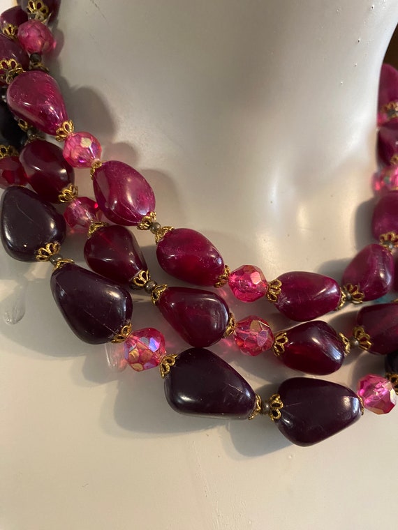 Beautiful 1950 west Germany lucite? Cranberry 3 s… - image 2