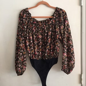Fredricks of hollywood floral off shoulder bodysuit thong size m