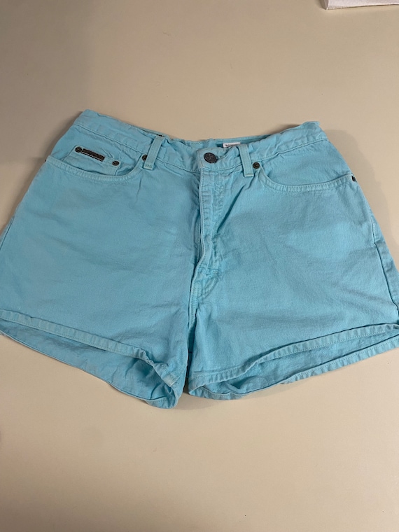 vintage 90s aqua blue size 9 denim shorts - image 1
