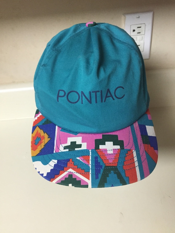 bright abstract print car pontiac promo hat snap … - image 1