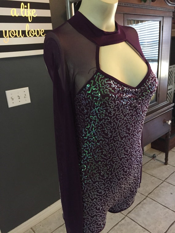 Weissman sequin purple one piece dance outfit size