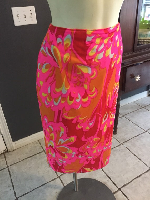 Vintage hand made neon floral abstract skirt size 