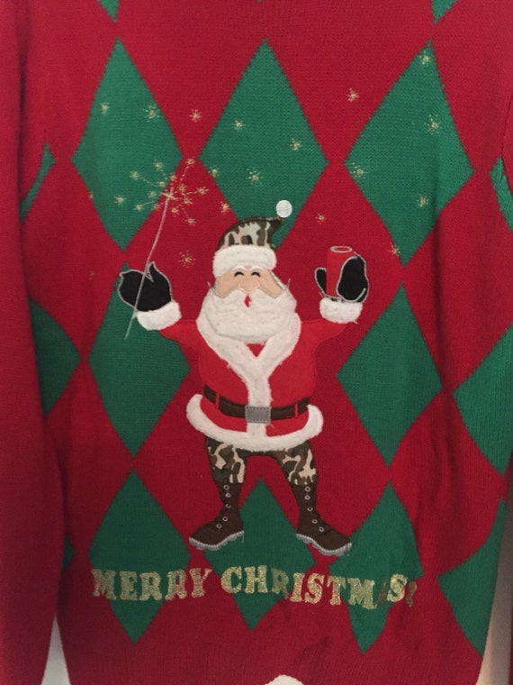 Jolly sweaters ugly camo santa size m - image 2