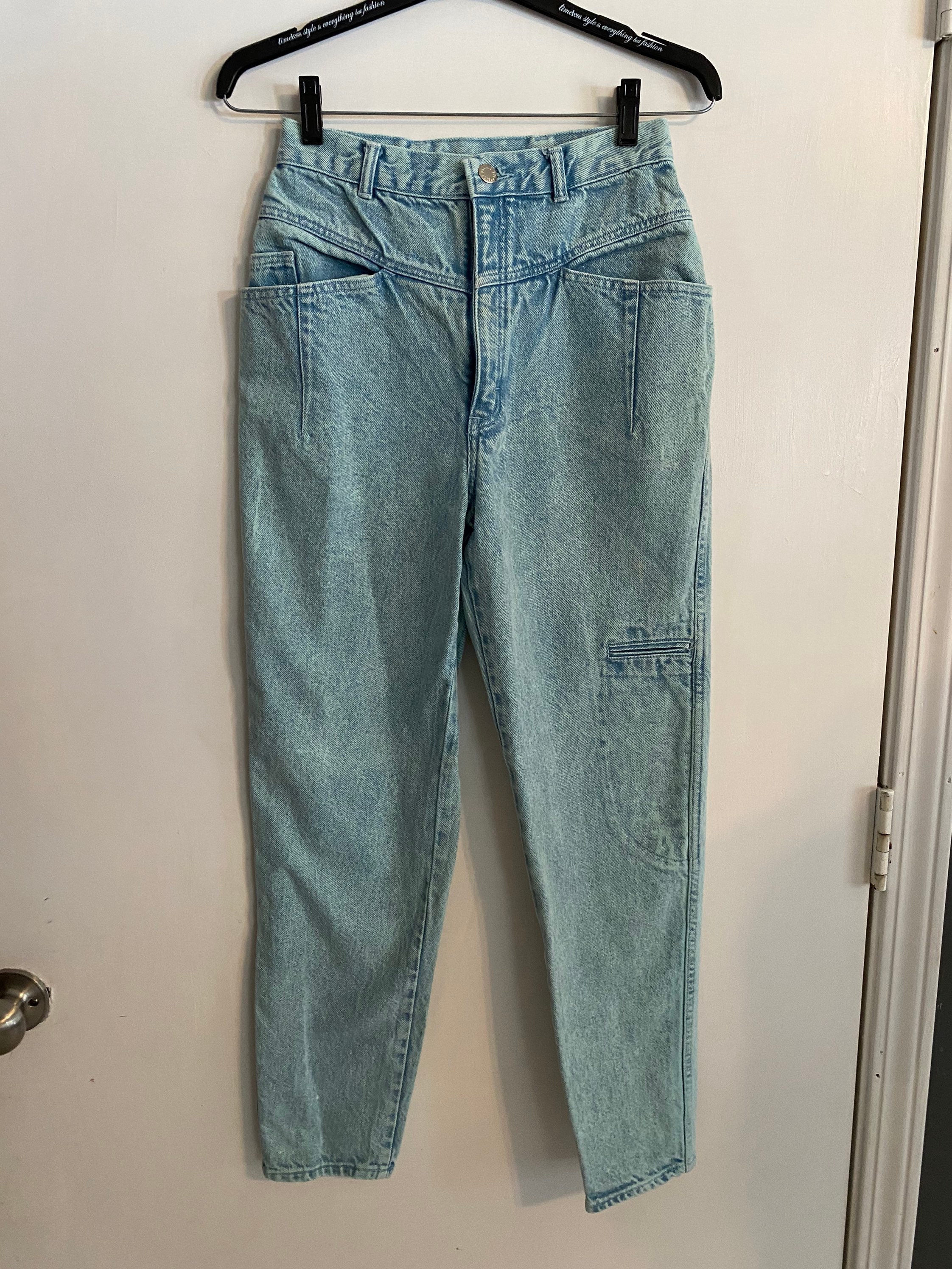 Gitano express neon wash blue high waisted jeans size 9/10