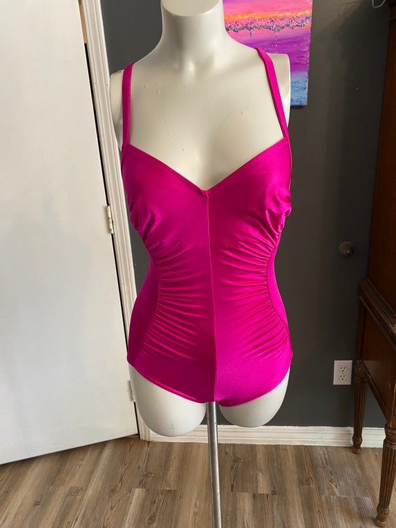 vintage Louisa brooks shiny pink swimsuit one piec