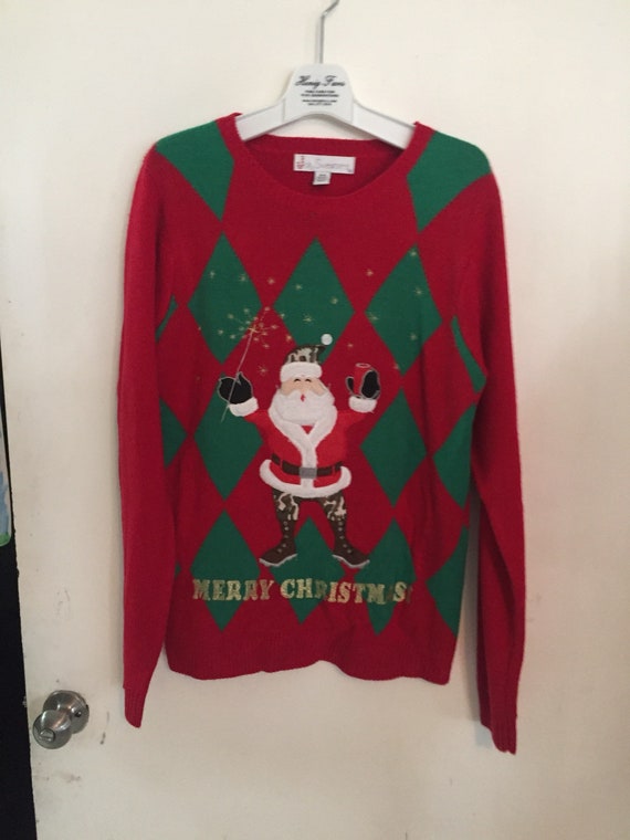 Jolly sweaters ugly camo santa size m