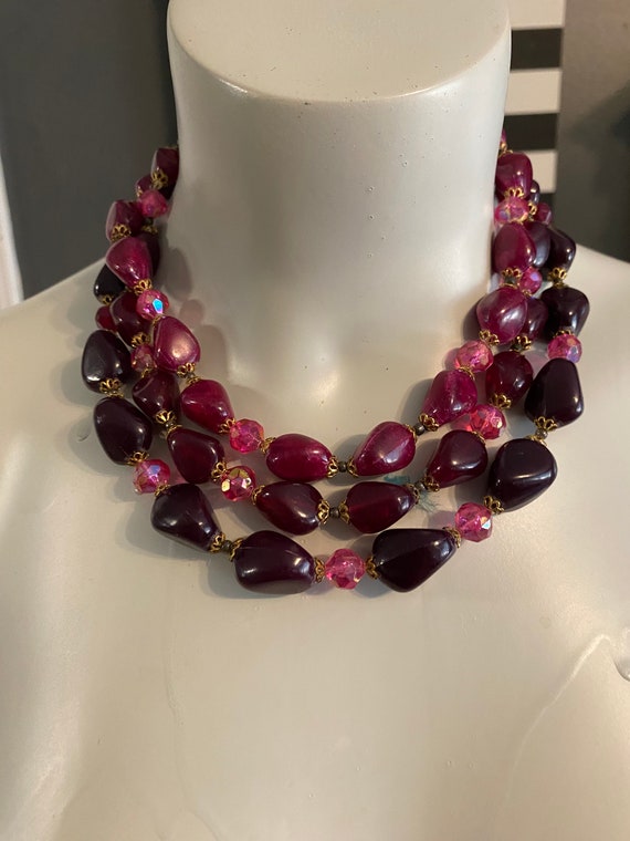Beautiful 1950 west Germany lucite? Cranberry 3 s… - image 1