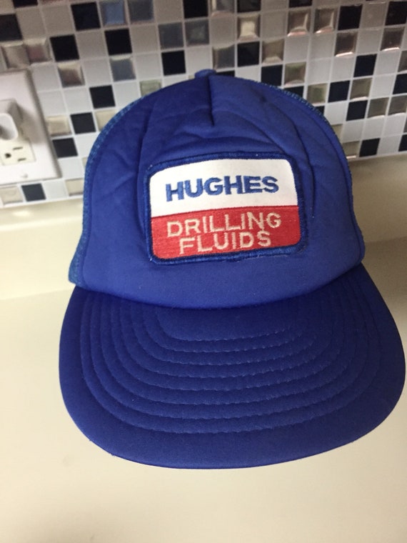 Vintage blue trucker hat hughes drilling fluids