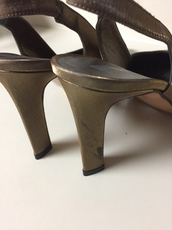 St. John shimmer satin pumps bronze size 6 sling … - image 3