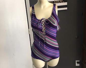 Vintage gottex stripe one piece swim size 12