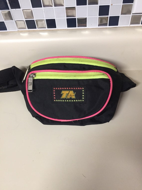TA black and neon trim fanny pack 90s