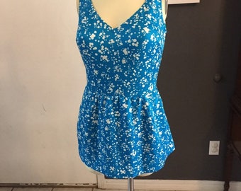 Maxine of hollywood blue & white polka dot granmy one piece size 14