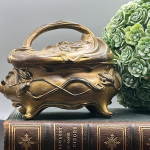 French Antique NB Rogers SP Co Bronzed Silver Plate Footed Trinket Box
