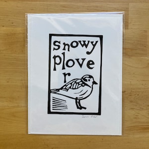 Beach Birds: Snowy Plover Original Linocut Print