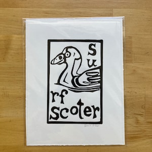 Surf Scoter Original Linocut Print