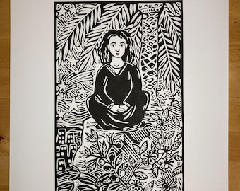 Deborah - Prophet and Judge - Original Linocut Print