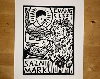 Saint Mark the Evangelist Original Linocut Print