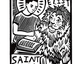 Digital Download- St Mark Evangelist Linocut Image